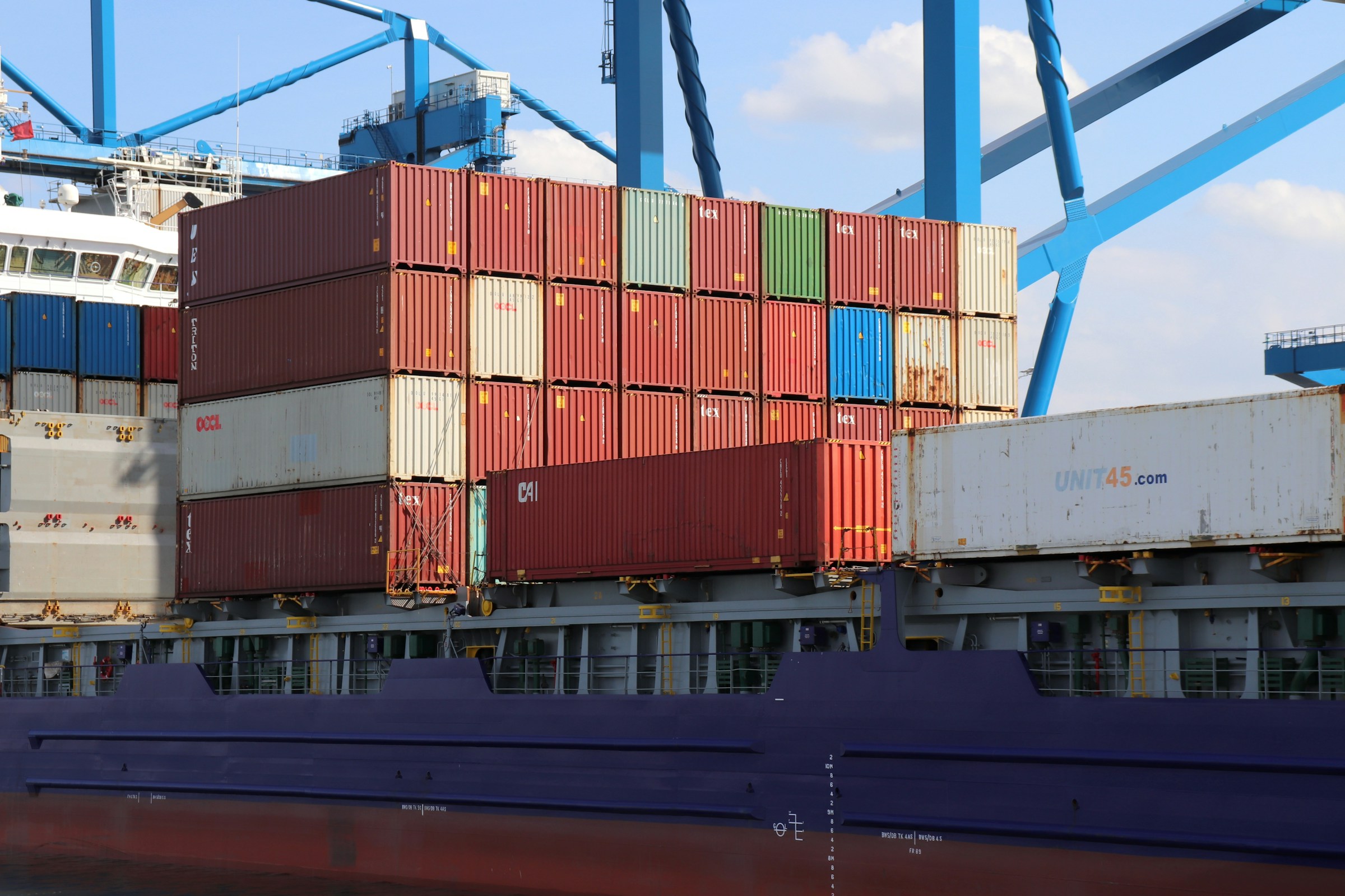 Container ship at an international port